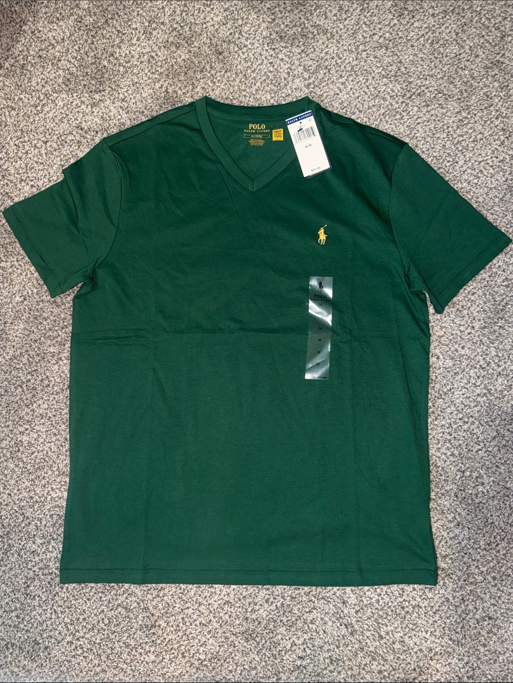 Polo by Ralph Lauren Forest Green V-Neck Polo Shirt with Gold Pony